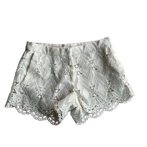 Maje Ikita Milky White Lace Scalloped Mini Shorts Size 34 Lined